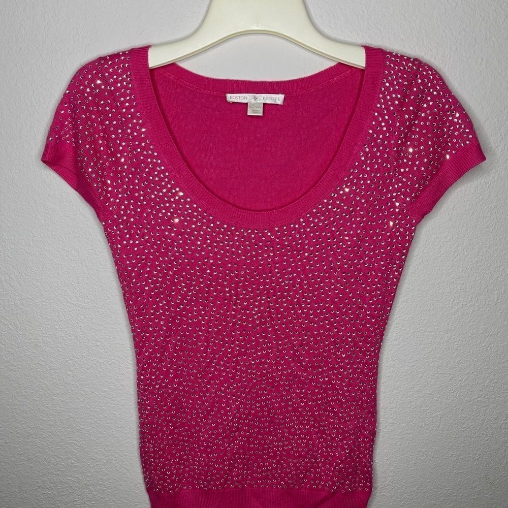 Boston Proper Rhinestone Sweater Pink - Picture 8 of 8